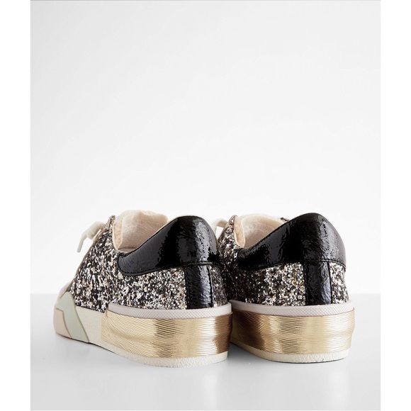 Dolce Vita Zina Leather Shearling Sneakers in Silver Multi Glitter NWOB - Picture 4 of 13